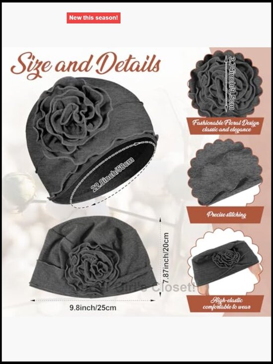 6 Pack Cotton Chemo Turban Headwear Beanie for Women Hair Loss Soft Elastic Cap main image 5